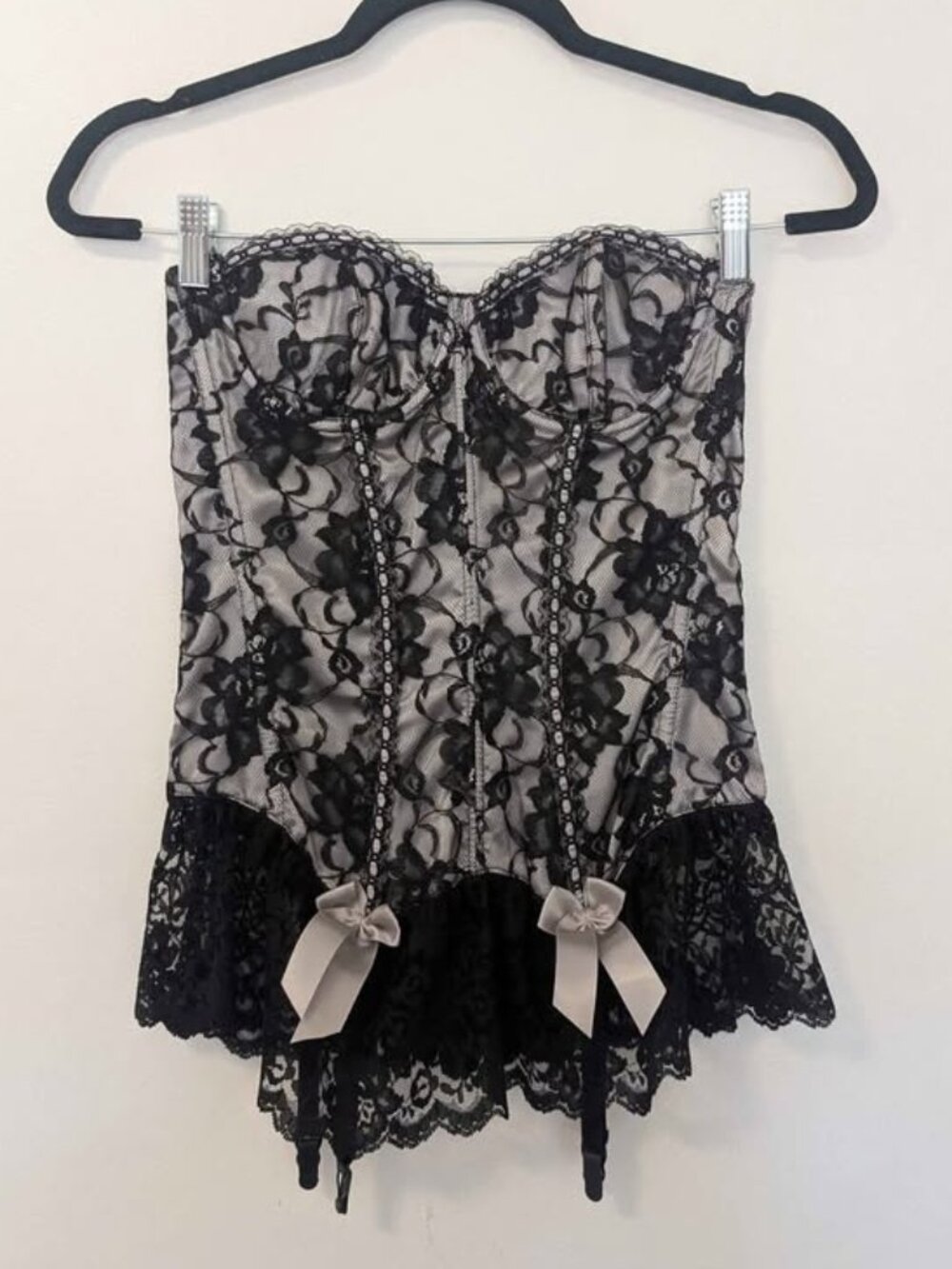 Black Lace Corset Garter Top + Underwear, Size 34, NWOT